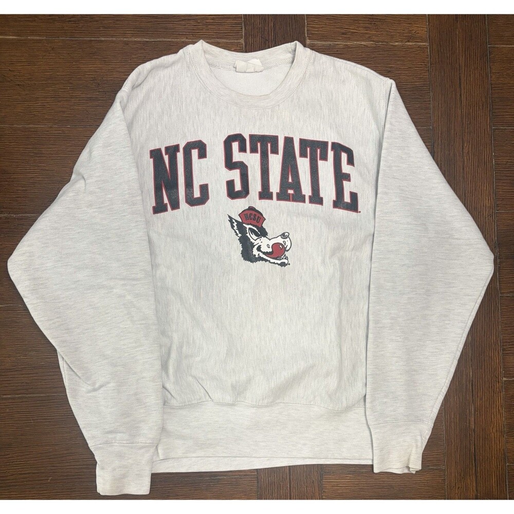 Men’s NC State Wolfpack Size M Champion Reverse Weave Grey Crewneck Sweater